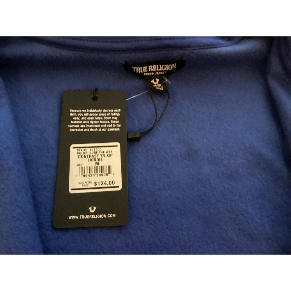 true religion hoodie mens medium blue full zip